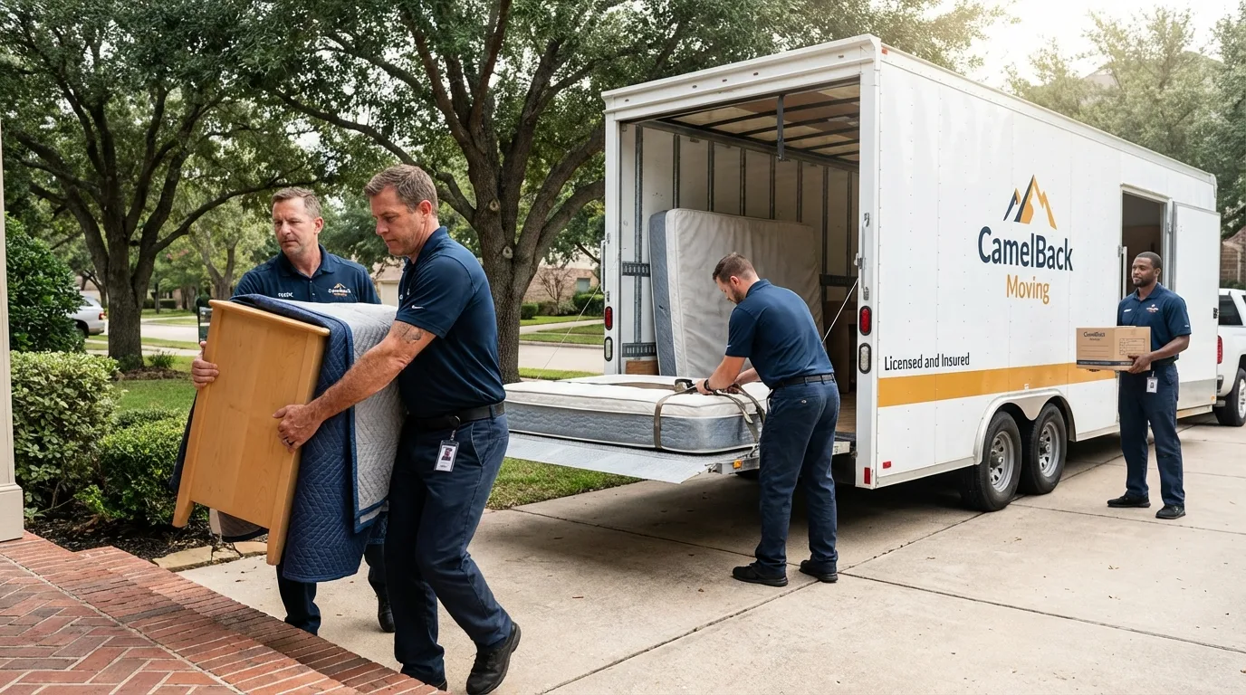 Crew loading residential truck for cross-state move from Grandville, MI