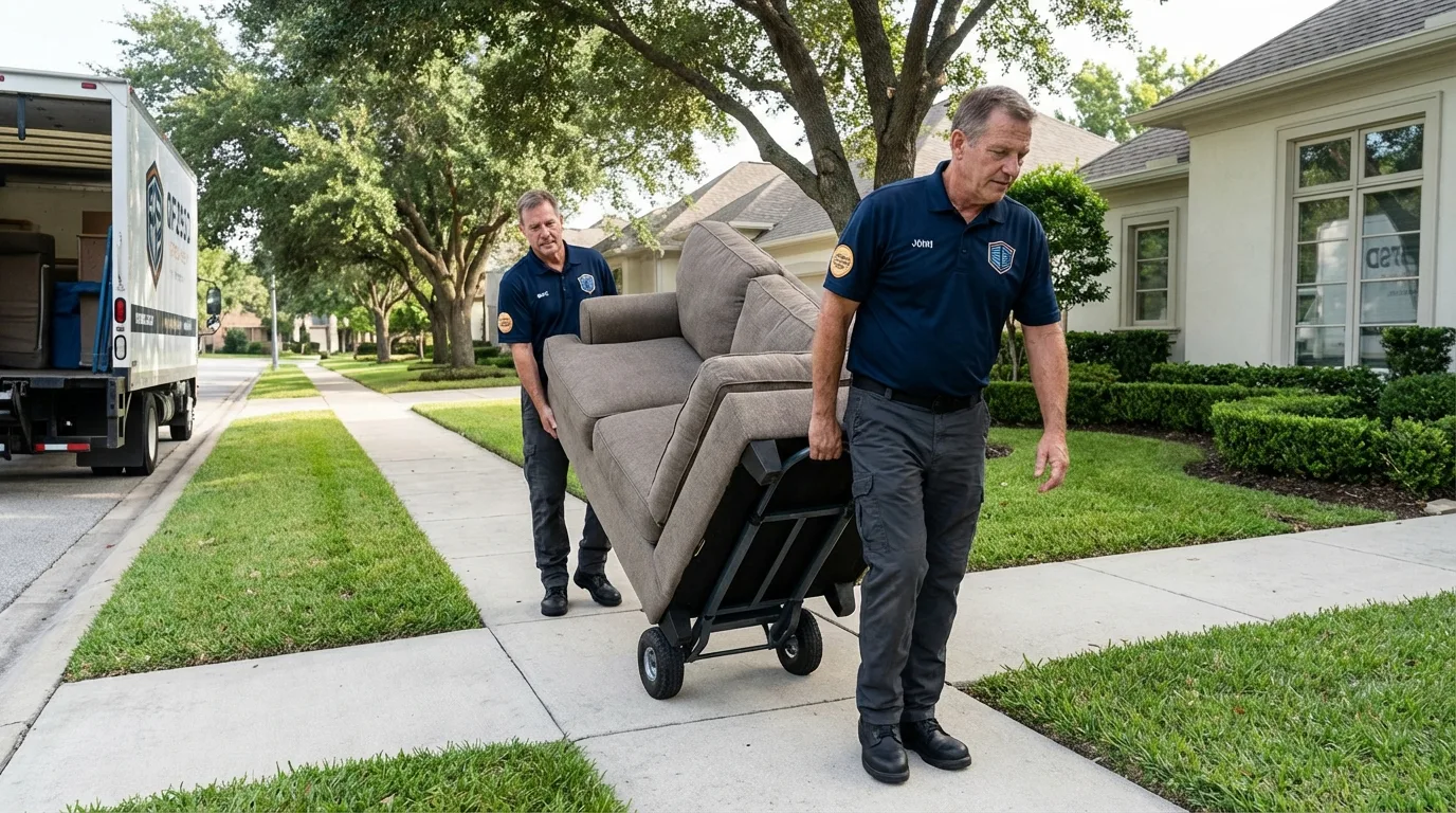 Local residential moving crew loading furniture in Grandville, MI